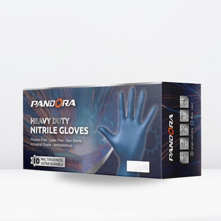 Pandora Disposable Gloves, 10 mil Palm, Nitrile, Powder-Free, M, 40 PK, Blue HM2021833002-BU-M
